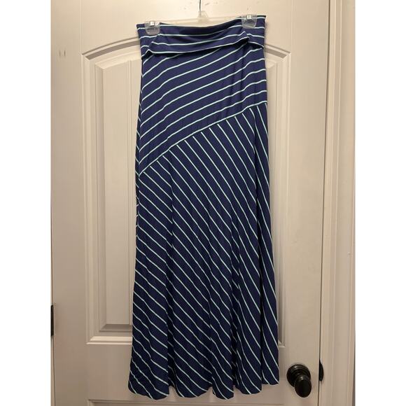 Design History Women’s Striped Stretch Long Soft Pull On Maxi Skirt Size XL Blue - Picture 1 of 3